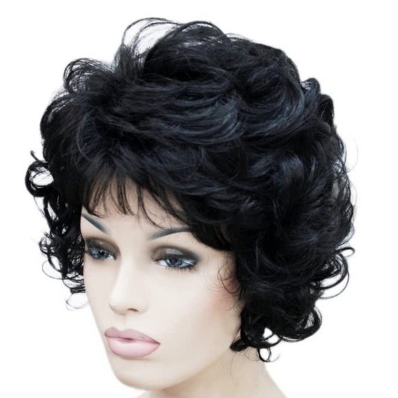 Black Short Curly Wigs - Picture 2 of 5